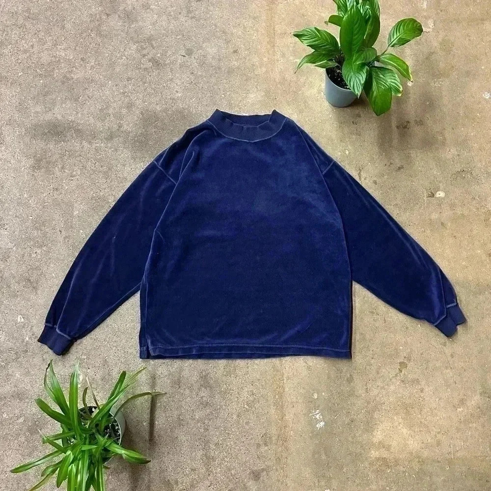 Vintage  Nino Foriero Velour Long Sleeve Shirt Small
